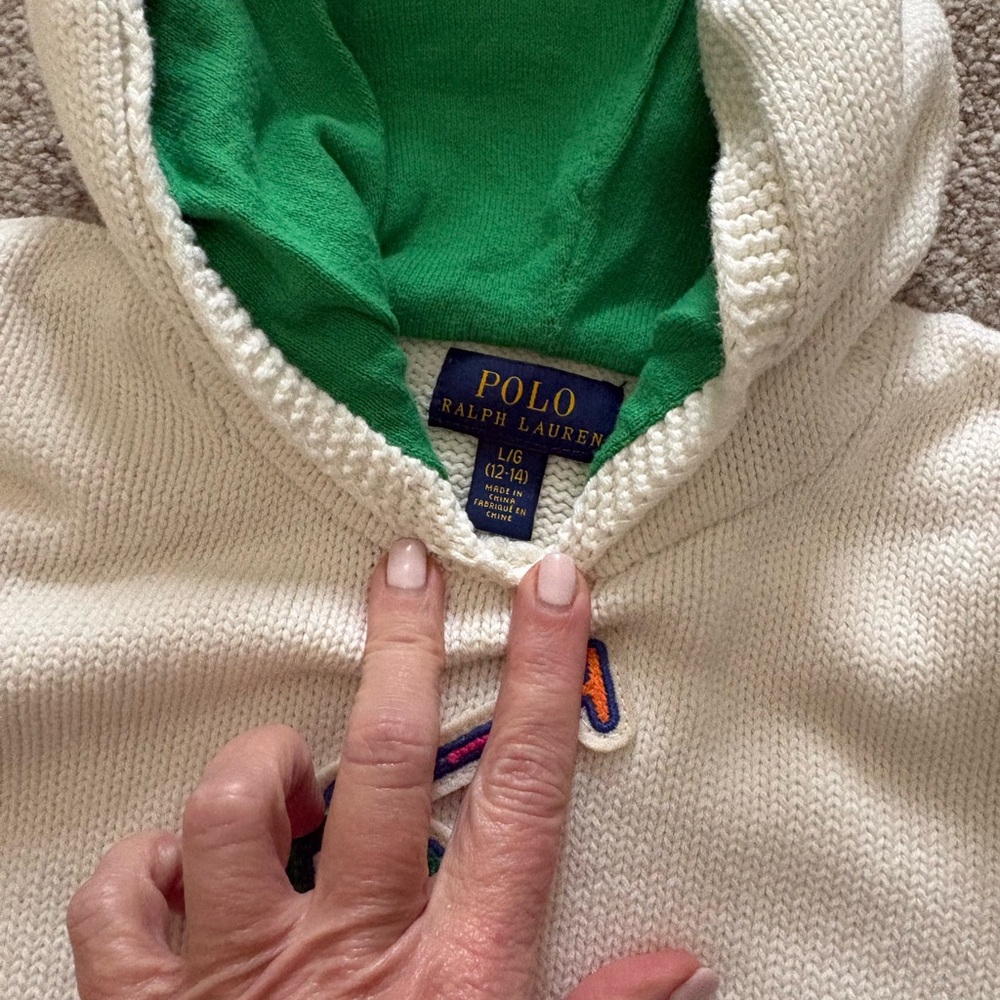 Polo by Ralph Lauren Ivory Sweater with Emerald Hood